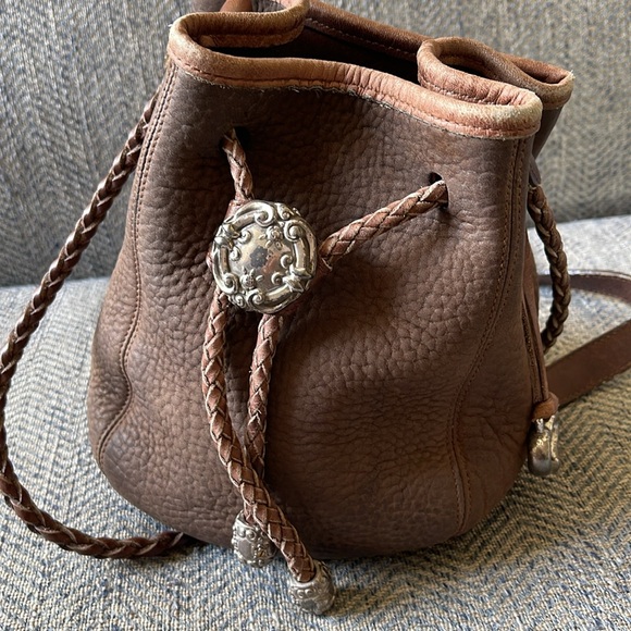 Brighton Brown Pebble Leather drawstring bucket bag - Picture 5 of 16